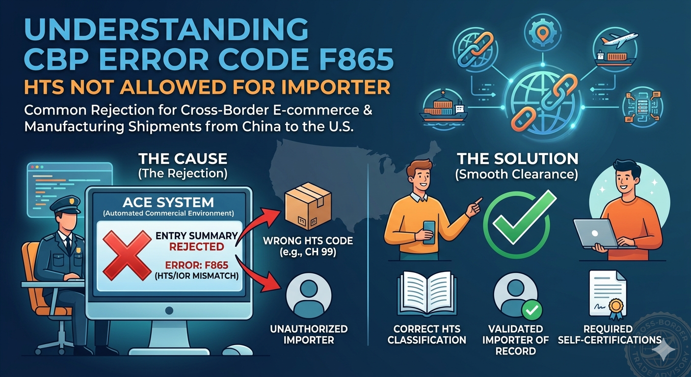 Featured image for “Demystifying the CBP F865 Error: What “HTS Not Allowed for Importer” Means for Your E-Commerce Business”